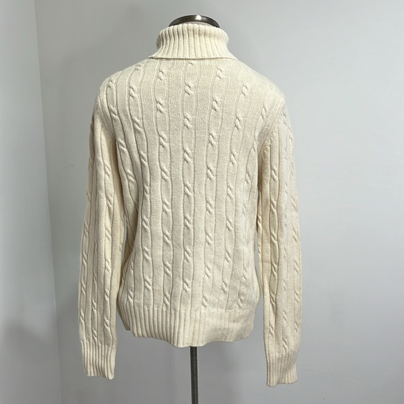 Merona Wool Angora Cashmere Blend Turtleneck Sweater Cream Cable Knit Women's XL - Picture 3 of 11